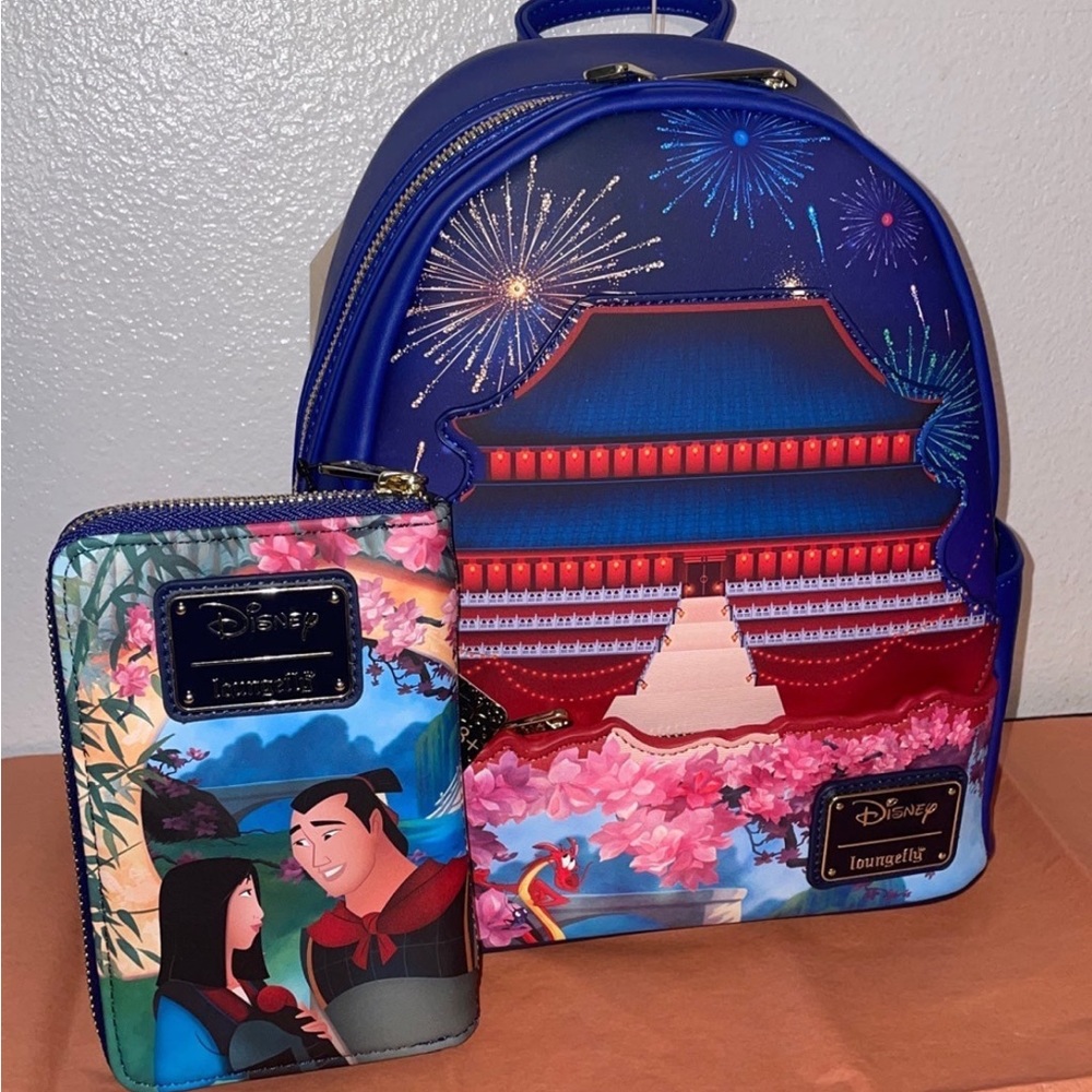 Loungefly Disney Mulan Castle Light Up Mini Backpack and Wallet